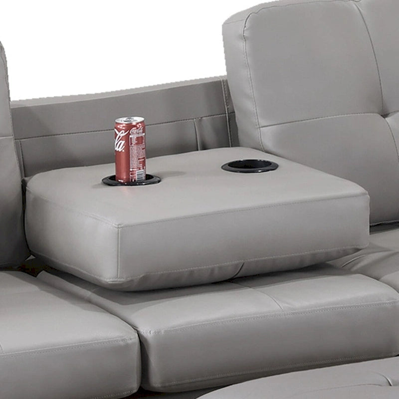 3-teiliges Ecksofa-Set aus Kunstleder mit Stauraum-Ottomane