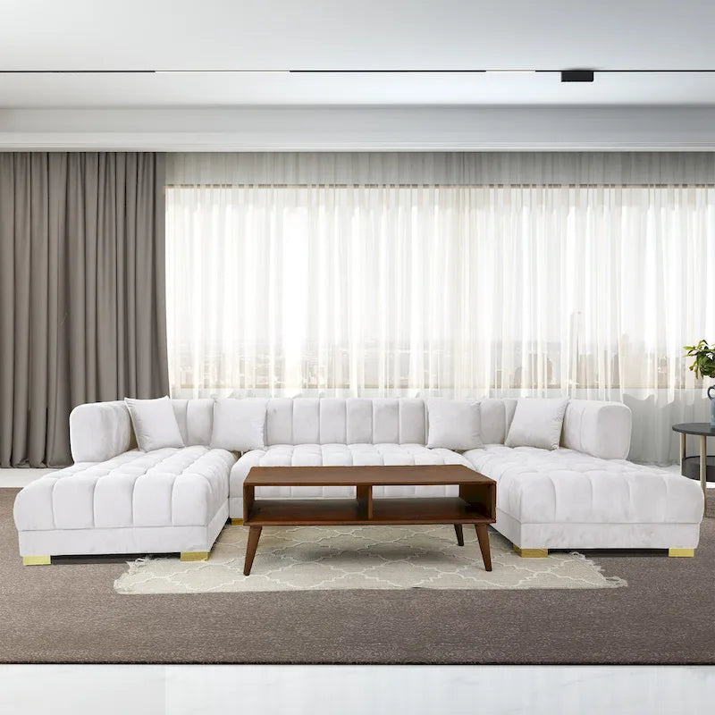 Elegantes 3-teiliges Ecksofa in U-Form aus Samt