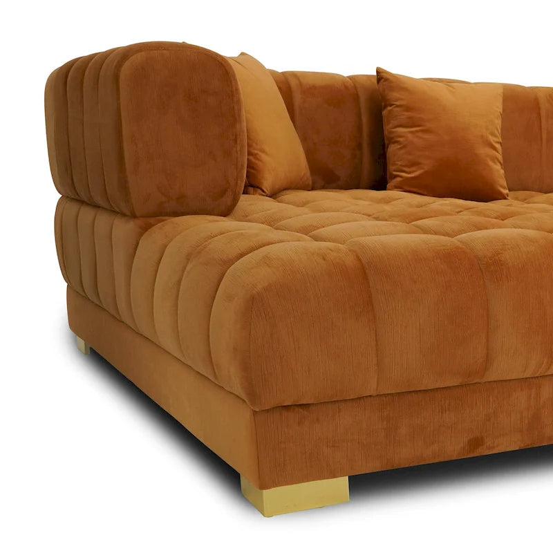 Elegantes 3-teiliges Ecksofa in U-Form aus Samt