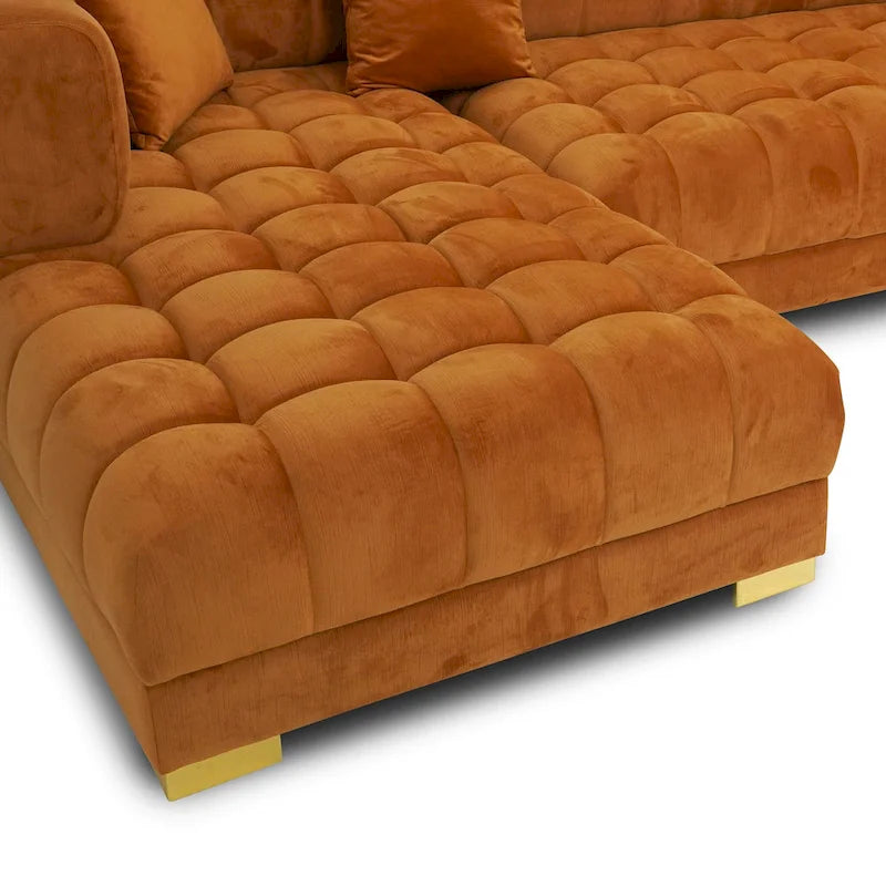 Elegantes 3-teiliges Ecksofa in U-Form aus Samt