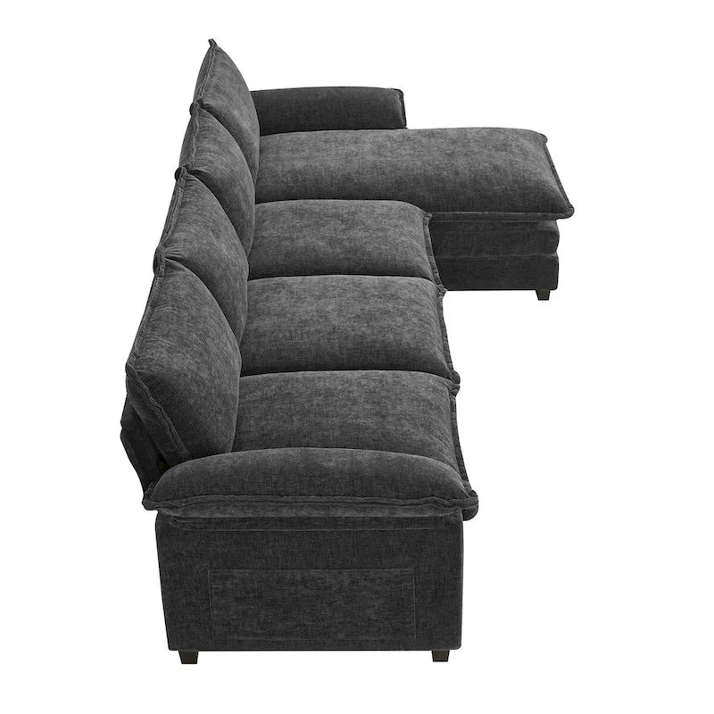 Harper&Bright Designs Modernes L-förmiges Chenille-Cloud-Sofa mit Doppelsitz