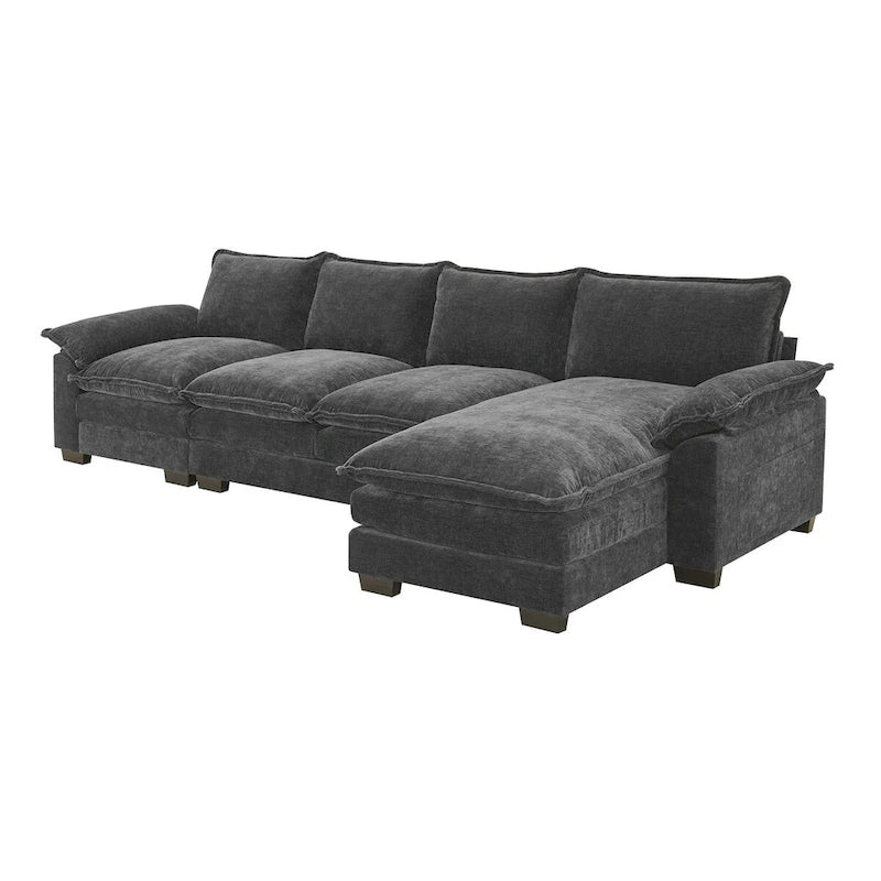 Harper&Bright Designs Modernes L-förmiges Chenille-Cloud-Sofa mit Doppelsitz