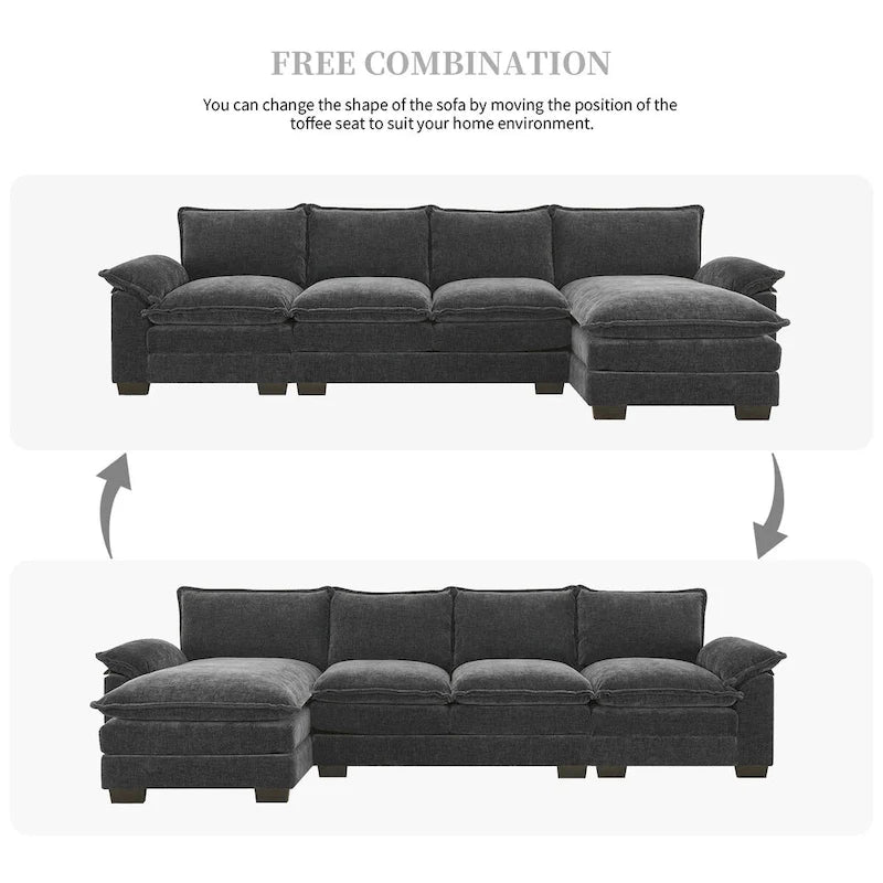 Harper&Bright Designs Modernes L-förmiges Chenille-Cloud-Sofa mit Doppelsitz