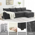 Harper&Bright Designs Modernes L-förmiges Chenille-Cloud-Sofa mit Doppelsitz
