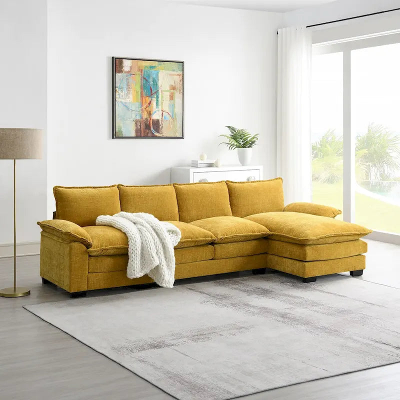 Harper&Bright Designs Modernes L-förmiges Chenille-Cloud-Sofa mit Doppelsitz