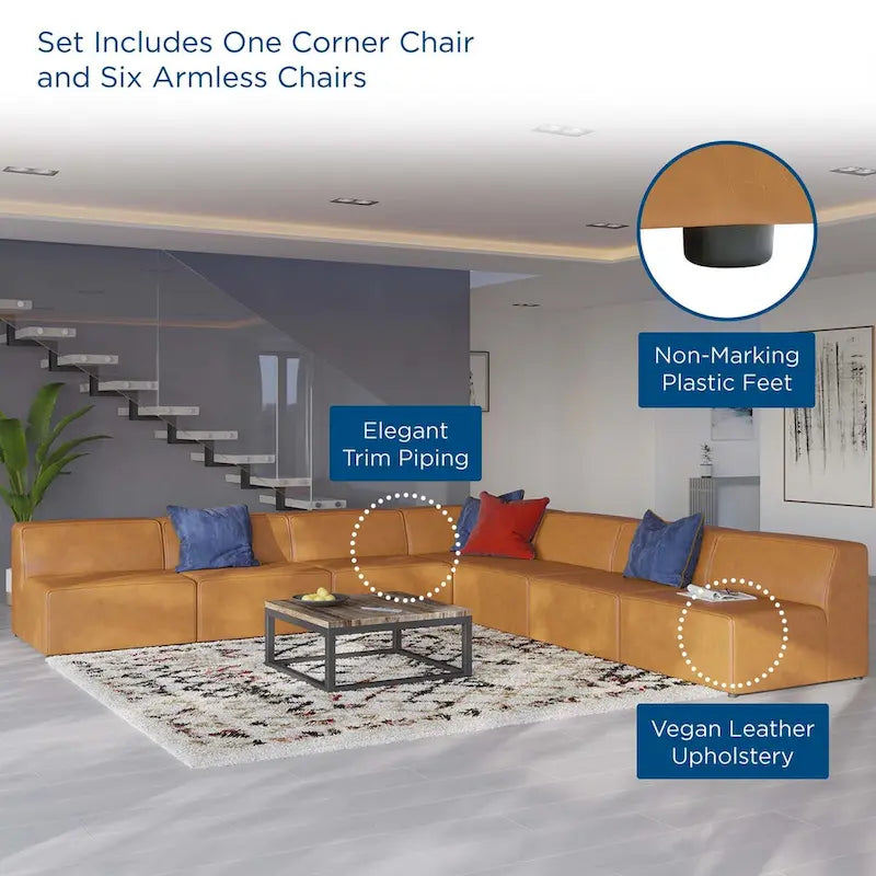Mingle veganes Leder, 7-teiliges Ecksofa-Set