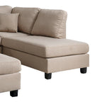 3-teiliges Ecksofa aus Leinenstoff in Sandbeige