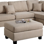 3-teiliges Ecksofa aus Leinenstoff in Sandbeige