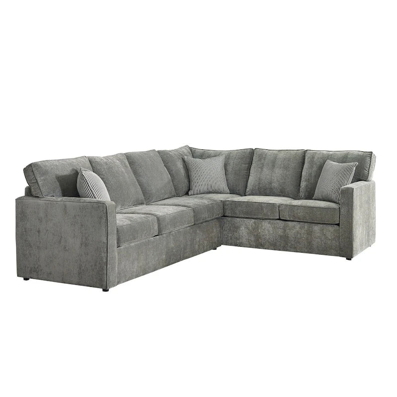 Maddox Sektionssofa mit Schlaffunktion in Grau und Queen Gel-Memory-Foam-Matratze