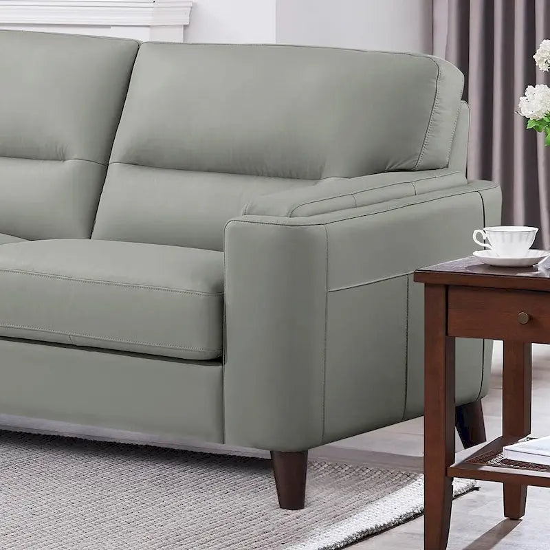 Hydeline Elm Sektionssofa aus Narbenleder mit Chaiselongue, Federn, Memory Foam und Federkern