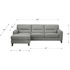 Hydeline Elm Sektionssofa aus Narbenleder mit Chaiselongue, Federn, Memory Foam und Federkern