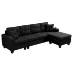 Schnittsofa-Wohnzimmer mit L-förmigem Chaiselongue und Getränkehalter