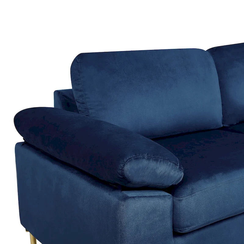 L-förmiges 3-Sitzer-Samtsofa mit Relaxfunktion
