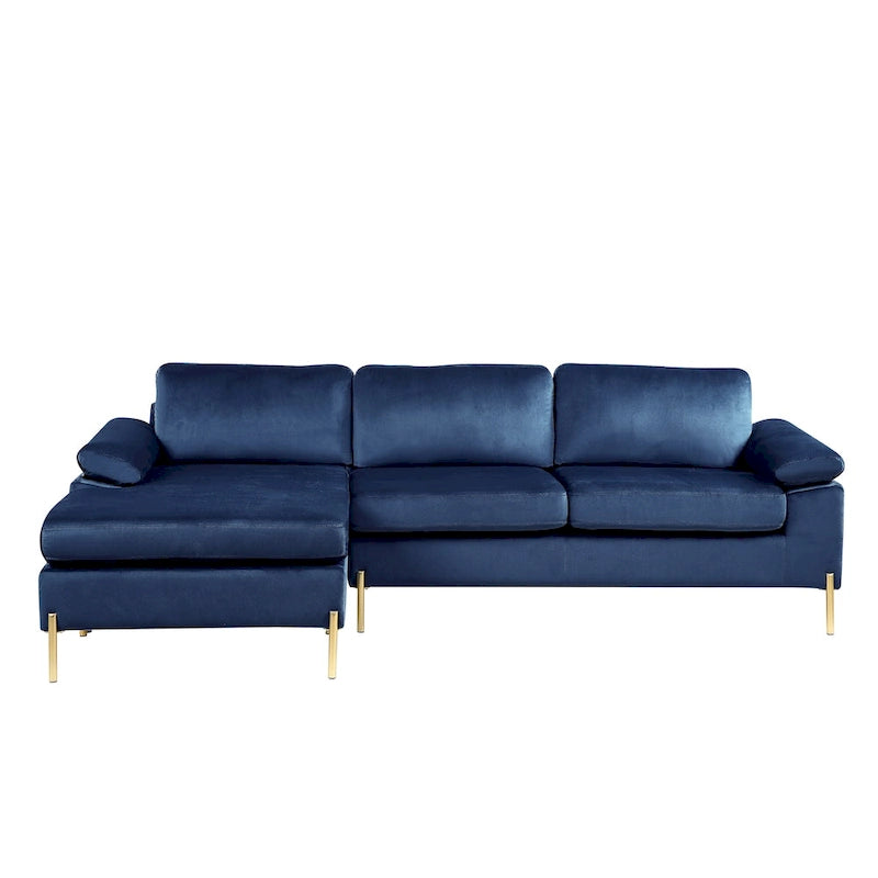 L-förmiges 3-Sitzer-Samtsofa mit Relaxfunktion