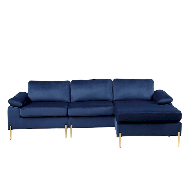 L-förmiges 3-Sitzer-Samtsofa mit Relaxfunktion