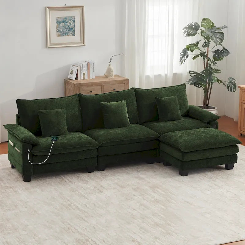 Modulares Sektionalsofa-Set, umwandelbares Schlafsofa mit Recamiere für Wohnungen