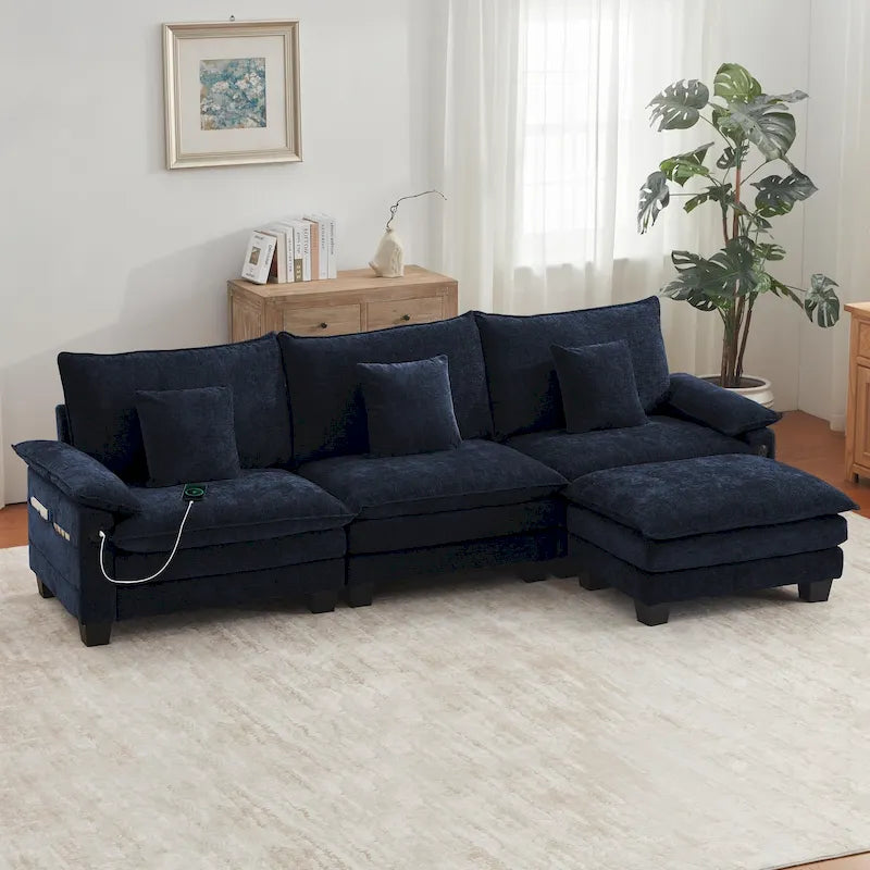 Modulares Sektionalsofa-Set, umwandelbares Schlafsofa mit Recamiere für Wohnungen