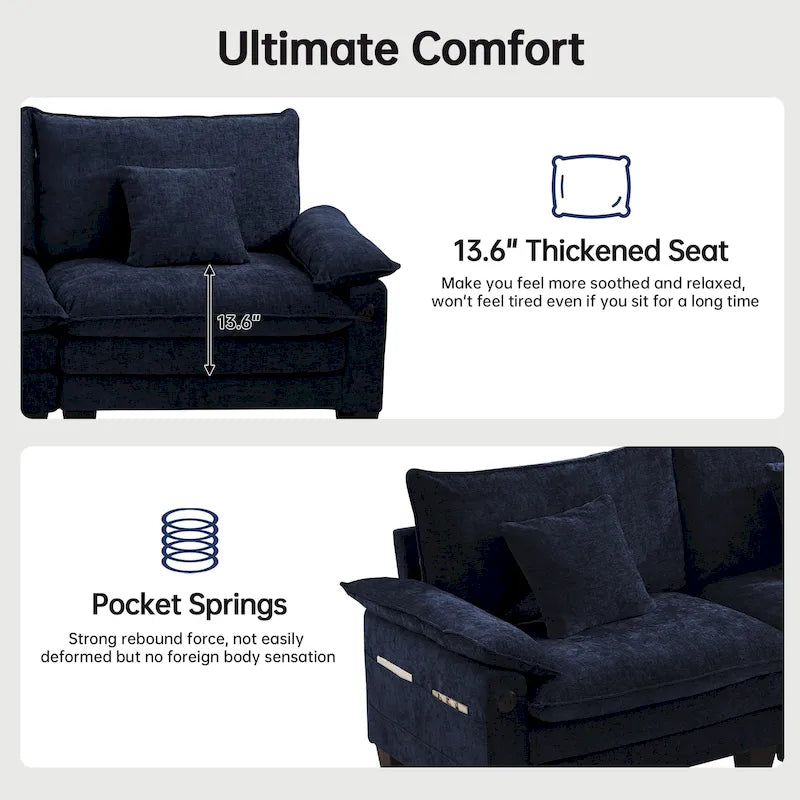 Modulares Sektionalsofa-Set, umwandelbares Schlafsofa mit Recamiere für Wohnungen