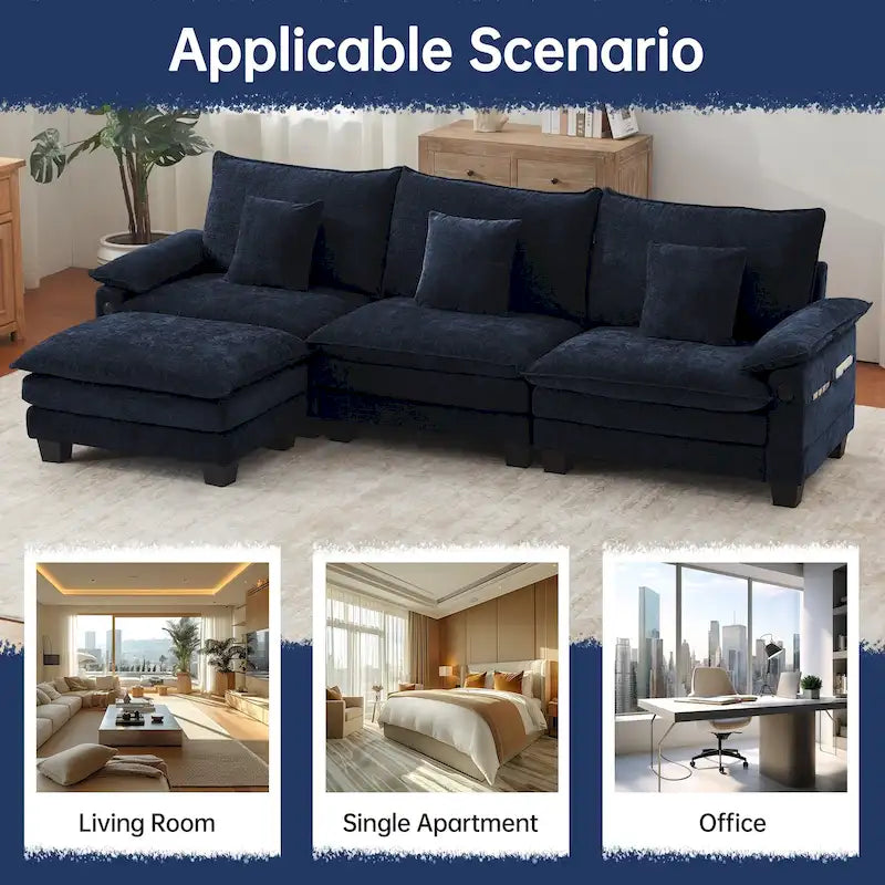 Modulares Sektionalsofa-Set, umwandelbares Schlafsofa mit Recamiere für Wohnungen