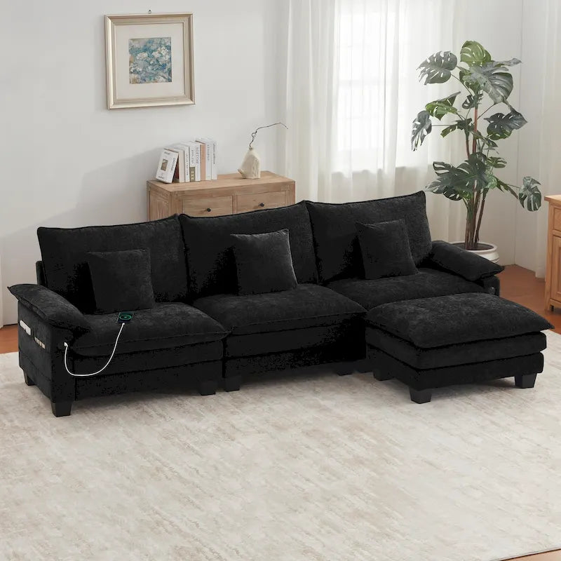 Modulares Sektionalsofa-Set, umwandelbares Schlafsofa mit Recamiere für Wohnungen