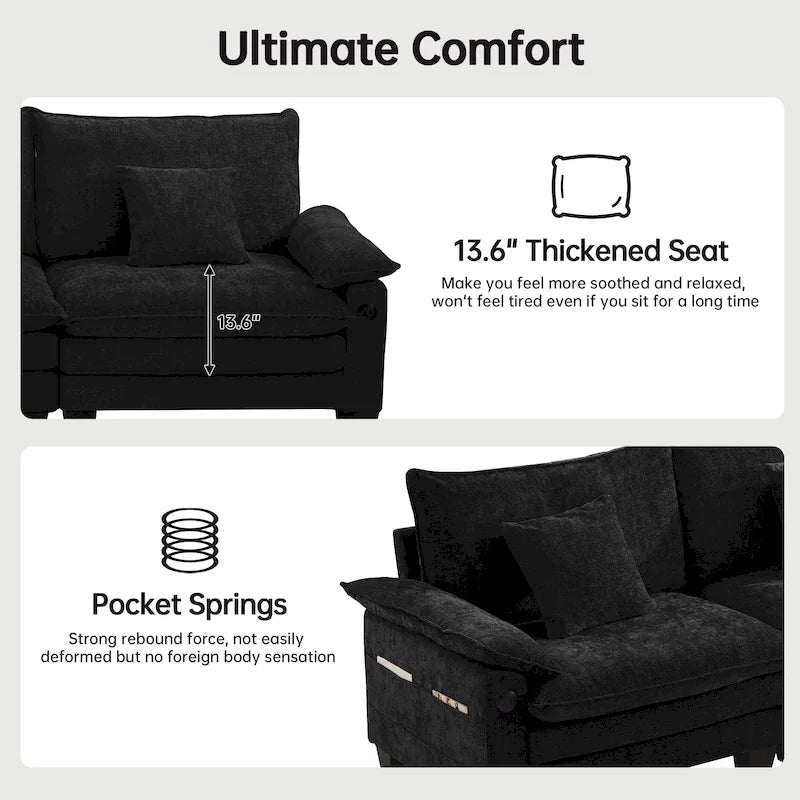 Modulares Sektionalsofa-Set, umwandelbares Schlafsofa mit Recamiere für Wohnungen