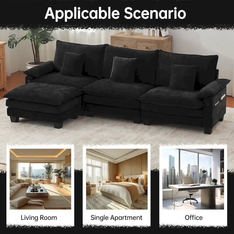 Modulares Sektionalsofa-Set, umwandelbares Schlafsofa mit Recamiere für Wohnungen