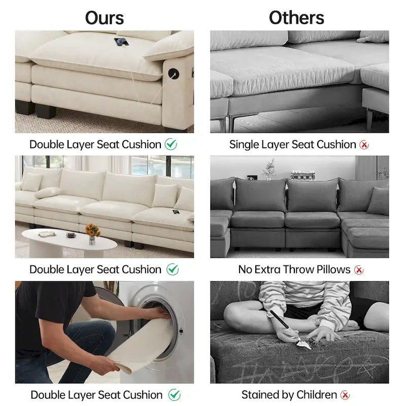 Modulares Sektionalsofa-Set, umwandelbares Schlafsofa mit Recamiere für Wohnungen