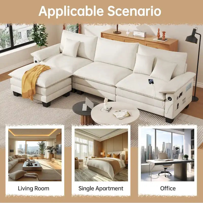 Modulares Sektionalsofa-Set, umwandelbares Schlafsofa mit Recamiere für Wohnungen