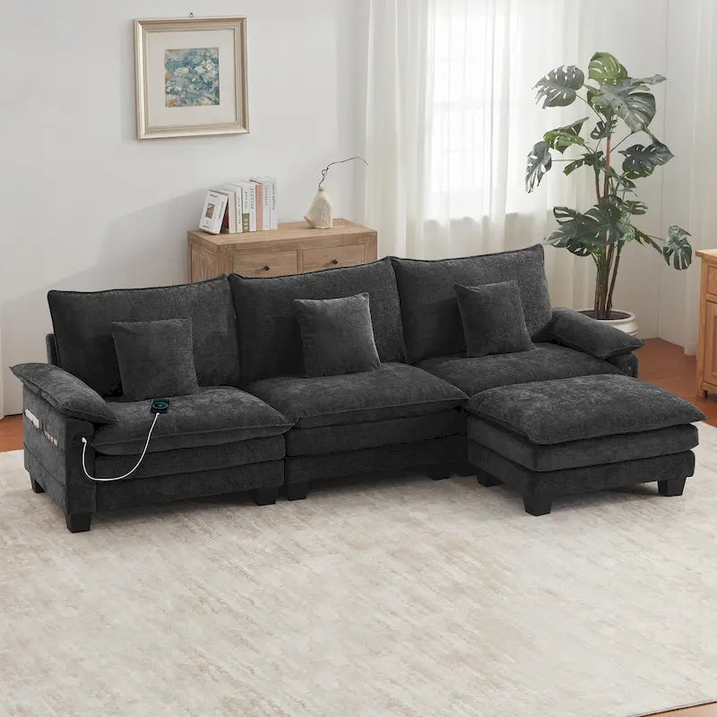 Modulares Sektionalsofa-Set, umwandelbares Schlafsofa mit Recamiere für Wohnungen