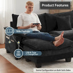 Modulares Sektionalsofa-Set, umwandelbares Schlafsofa mit Recamiere für Wohnungen