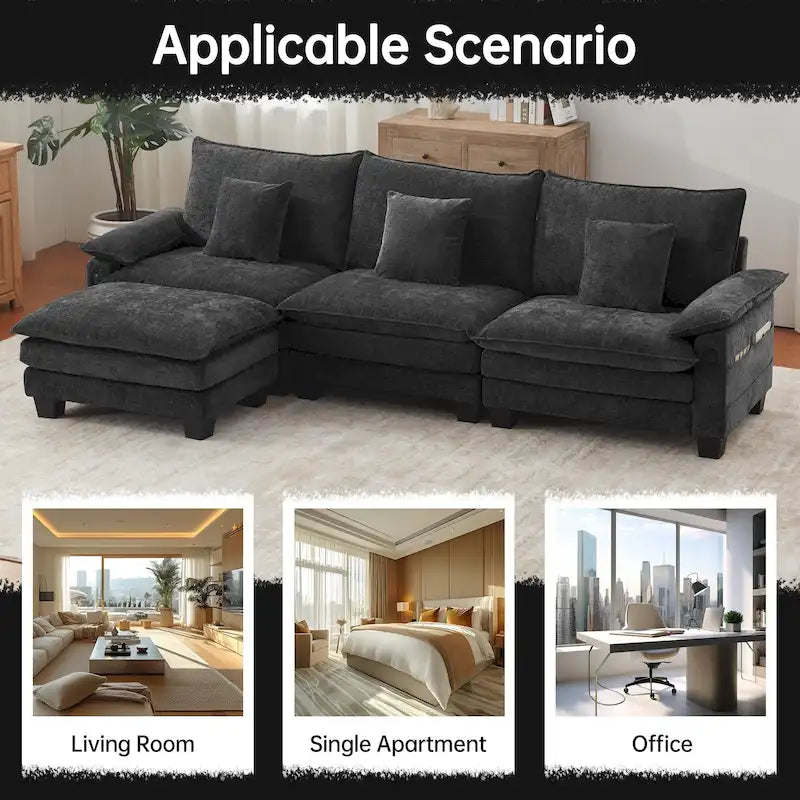 Modulares Sektionalsofa-Set, umwandelbares Schlafsofa mit Recamiere für Wohnungen