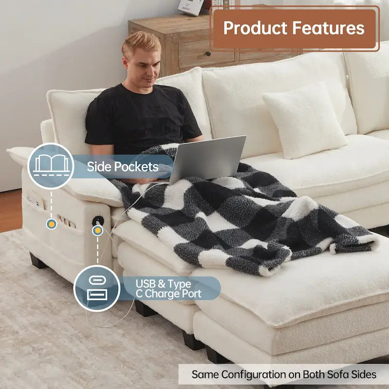 Modulares Sektionalsofa-Set, umwandelbares Schlafsofa mit Recamiere für Wohnungen