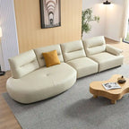 Gebogene Sektionscouch aus Leder für das Wohnzimmer, gepolstertes 4-Sitzer-Sofa-Set