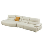 Gebogene Sektionscouch aus Leder für das Wohnzimmer, gepolstertes 4-Sitzer-Sofa-Set