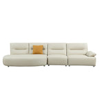 Gebogene Sektionscouch aus Leder für das Wohnzimmer, gepolstertes 4-Sitzer-Sofa-Set