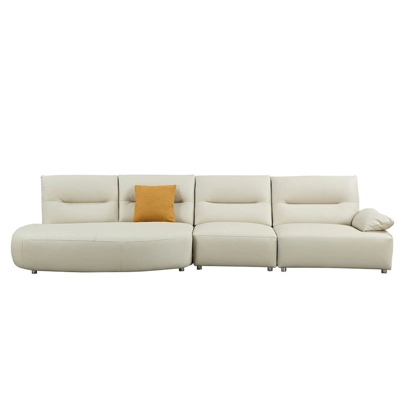 Gebogene Sektionscouch aus Leder für das Wohnzimmer, gepolstertes 4-Sitzer-Sofa-Set