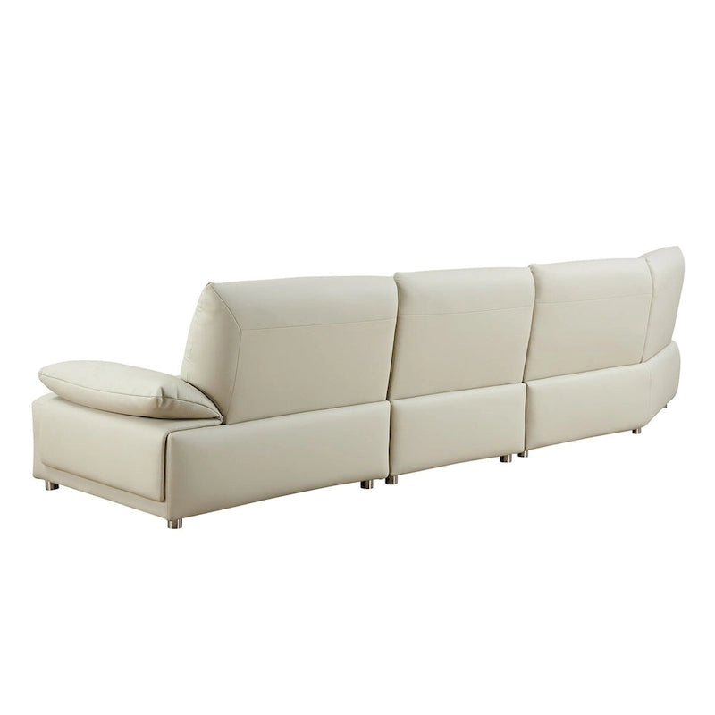 Gebogene Sektionscouch aus Leder für das Wohnzimmer, gepolstertes 4-Sitzer-Sofa-Set