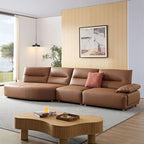 Gebogene Sektionscouch aus Leder für das Wohnzimmer, gepolstertes 4-Sitzer-Sofa-Set