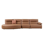 Gebogene Sektionscouch aus Leder für das Wohnzimmer, gepolstertes 4-Sitzer-Sofa-Set