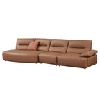 Gebogene Sektionscouch aus Leder für das Wohnzimmer, gepolstertes 4-Sitzer-Sofa-Set