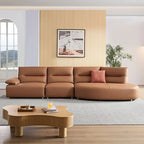 Gebogene Sektionscouch aus Leder für das Wohnzimmer, gepolstertes 4-Sitzer-Sofa-Set