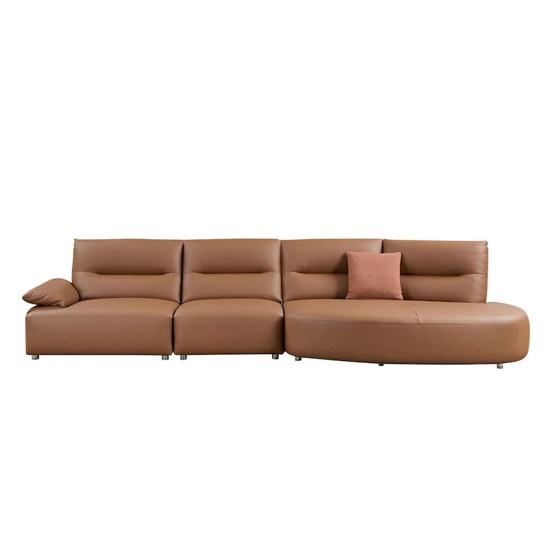 Gebogene Sektionscouch aus Leder für das Wohnzimmer, gepolstertes 4-Sitzer-Sofa-Set