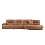 Gebogene Sektionscouch aus Leder für das Wohnzimmer, gepolstertes 4-Sitzer-Sofa-Set