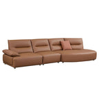 Gebogene Sektionscouch aus Leder für das Wohnzimmer, gepolstertes 4-Sitzer-Sofa-Set