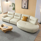 Gebogene Sektionscouch aus Leder für das Wohnzimmer, gepolstertes 4-Sitzer-Sofa-Set