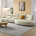 Gebogene Sektionscouch aus Leder für das Wohnzimmer, gepolstertes 4-Sitzer-Sofa-Set