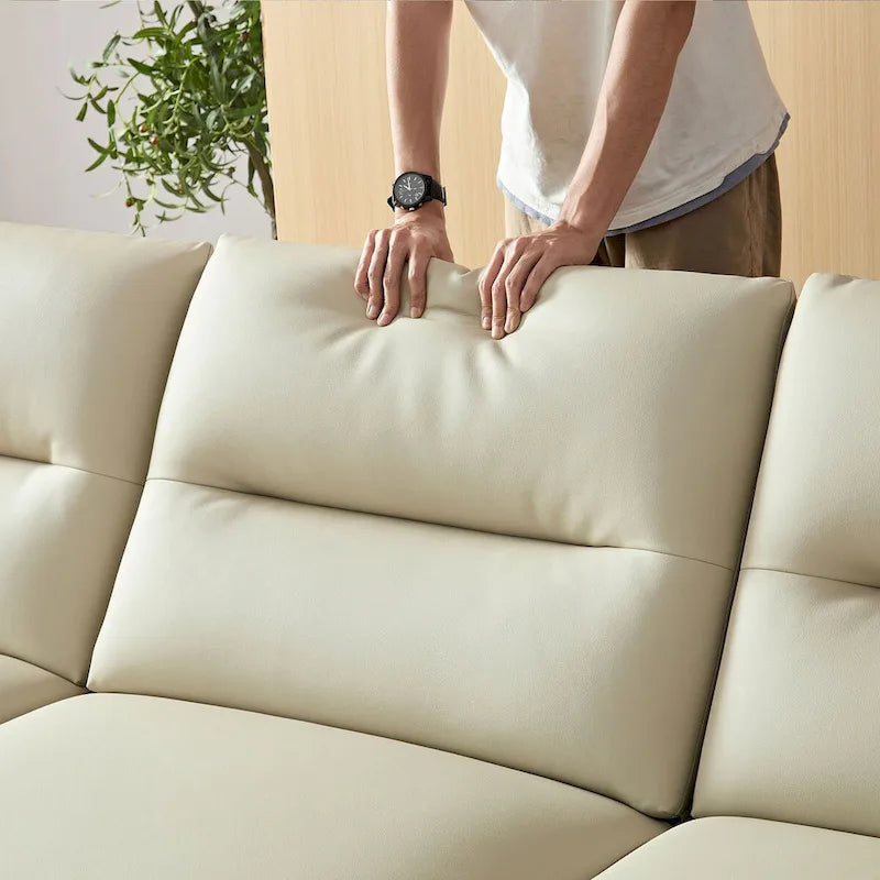 Gebogene Sektionscouch aus Leder für das Wohnzimmer, gepolstertes 4-Sitzer-Sofa-Set