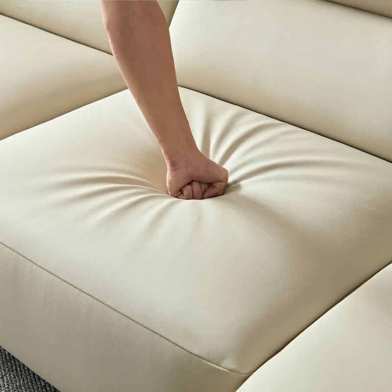 Gebogene Sektionscouch aus Leder für das Wohnzimmer, gepolstertes 4-Sitzer-Sofa-Set