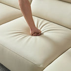 Gebogene Sektionscouch aus Leder für das Wohnzimmer, gepolstertes 4-Sitzer-Sofa-Set