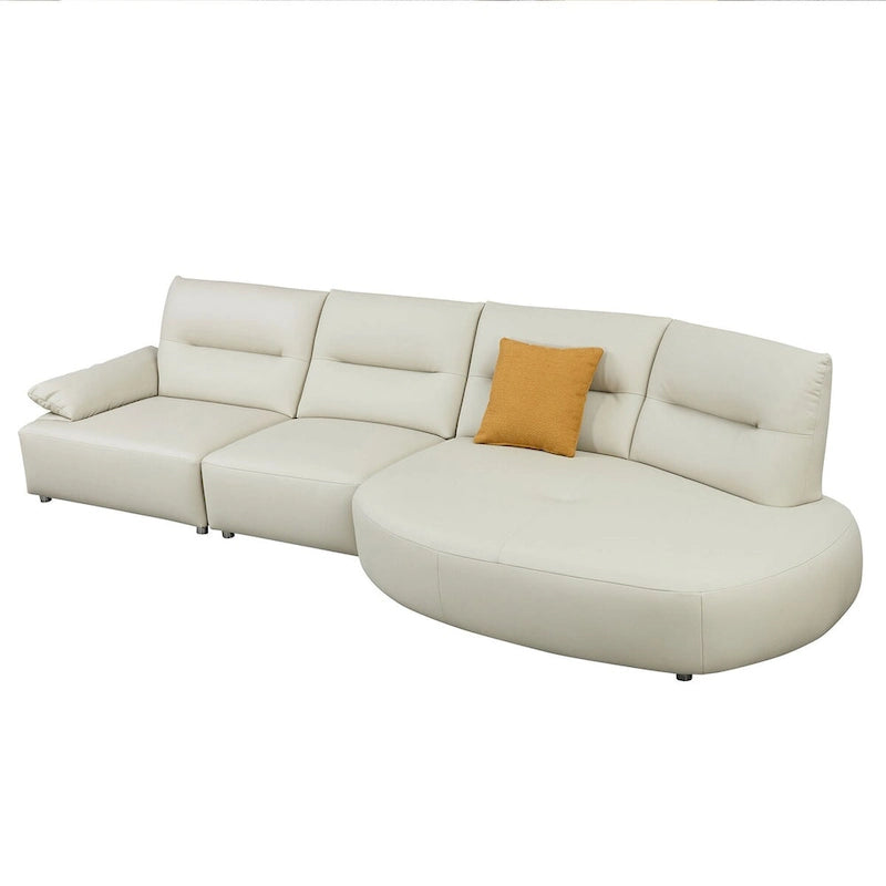 Gebogene Sektionscouch aus Leder für das Wohnzimmer, gepolstertes 4-Sitzer-Sofa-Set